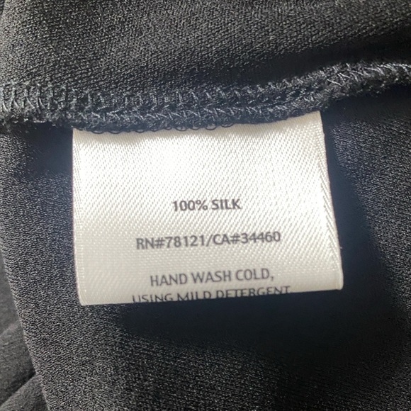 Eileen Fisher 100% Silk Jersey Faux Wrap V-neck Sleeveless Dress Black Small - Picture 7 of 9